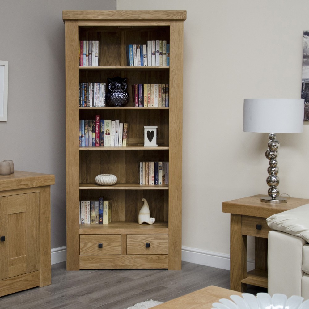 Bordeaux Oak Large Bookcase with Drawers Bordeaux Oak Large Bookcase with Drawers