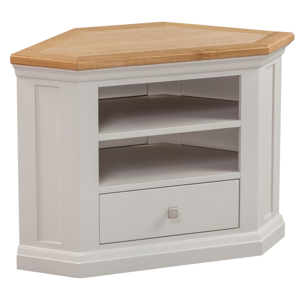 Cotswold Grey Painted Corner TV Cabinet Cotswold Grey Painted Corner TV Cabinet
