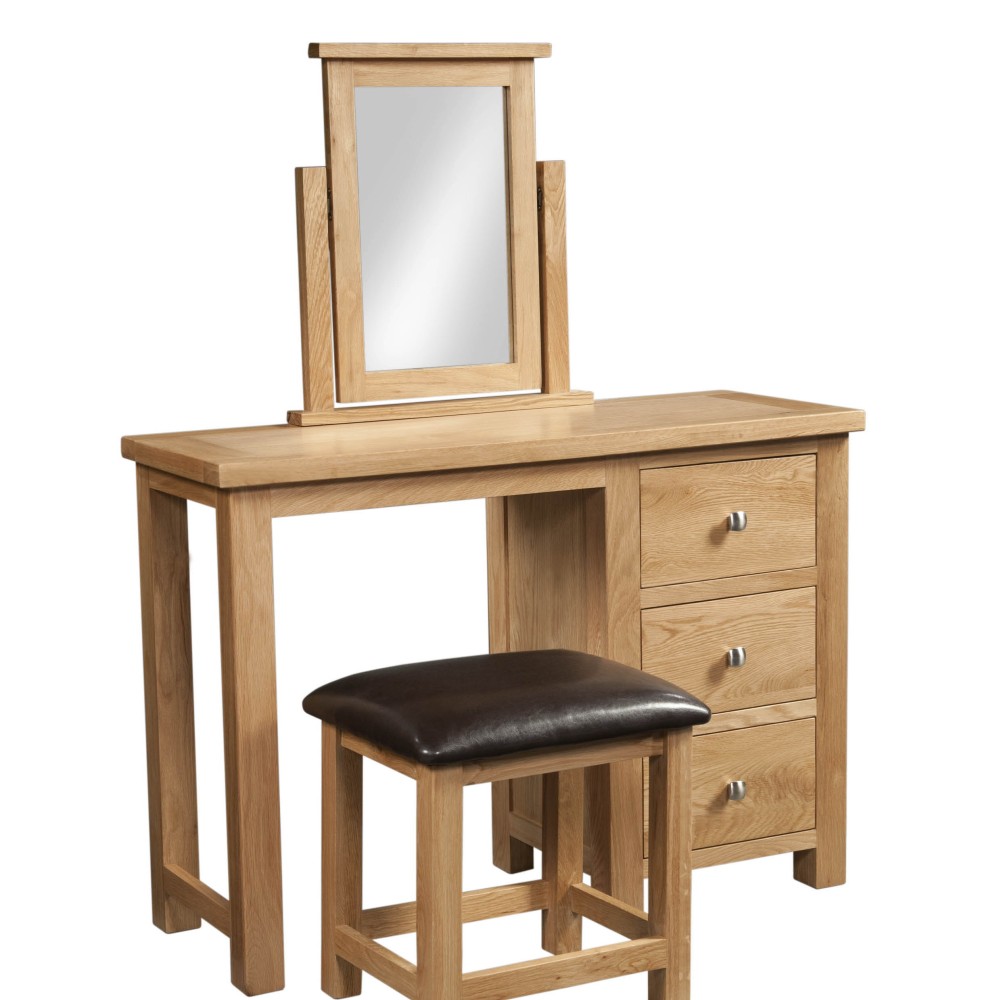 Dorset Oak Single Pedestal Dressing Table with Stool Dorset Oak Single Pedestal Dressing Table with Stool