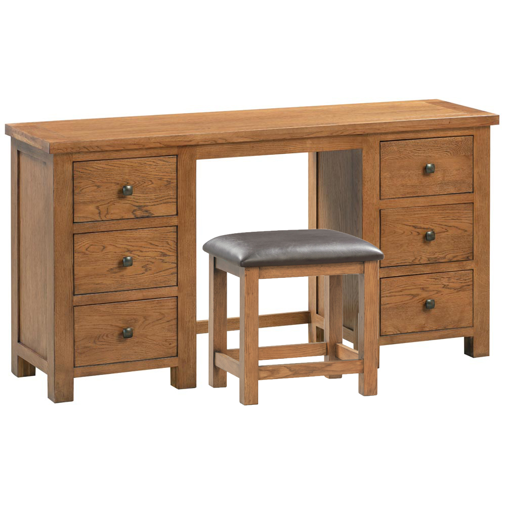 Dorset Rustic Oak Double Pedestal Dressing Table with Stool Dorset Rustic Oak Double Pedestal Dressing Table with Stool