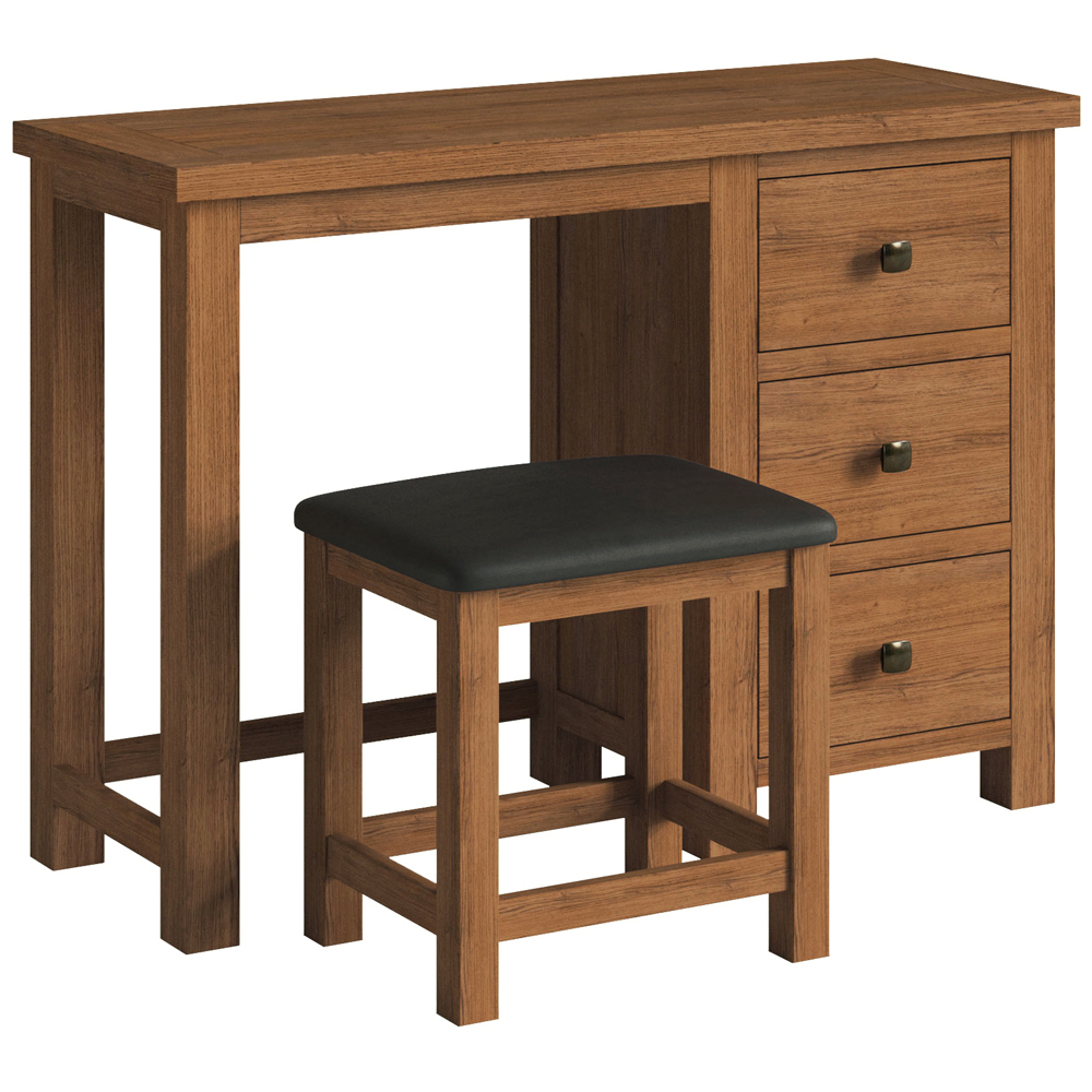 Dorset Rustic Oak Single Pedestal Dressing Table with Stool Dorset Rustic Oak Single Pedestal Dressing Table with Stool