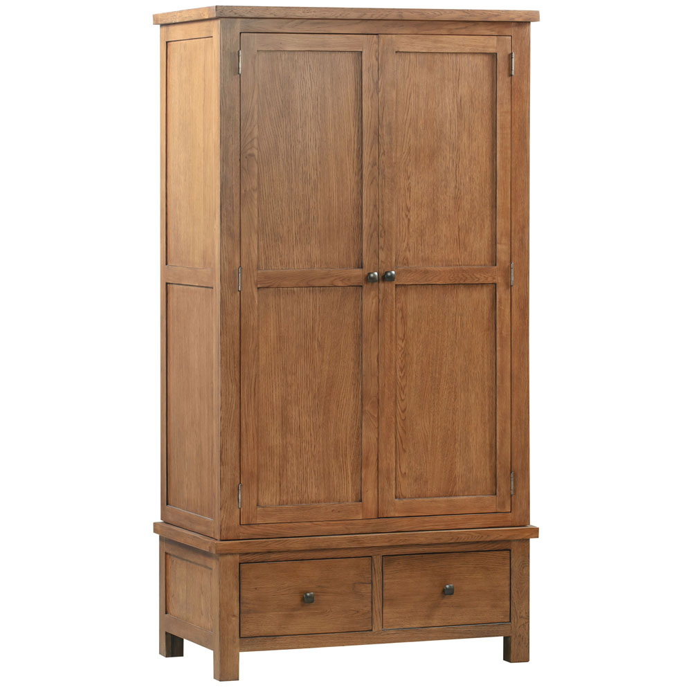 Dorset Rustic Oak Gents Wardrobe with 2 Drawers Dorset Rustic Oak Gents Wardrobe with 2 Drawers