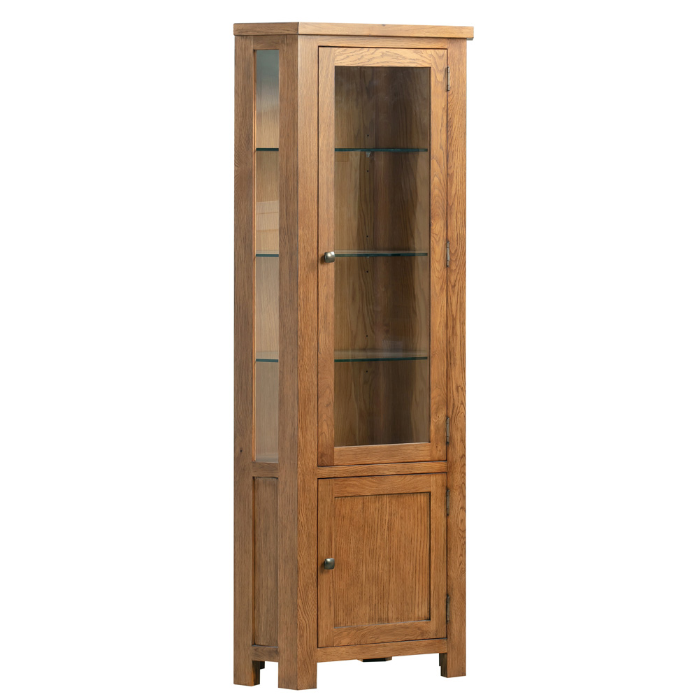 Dorset Rustic Oak Glazed Corner Display Cabinet Dorset Rustic Oak Glazed Corner Display Cabinet