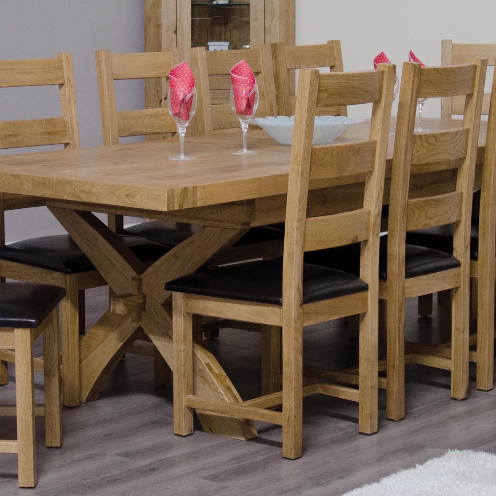 Deluxe Oak X Leg Twin Leaf Extendable Dining Table Deluxe Oak X Leg Twin Leaf Extendable Dining Table