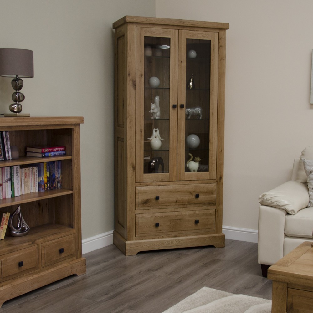 Deluxe Oak Glass Display Cabinet Deluxe Oak Glass Display Cabinet