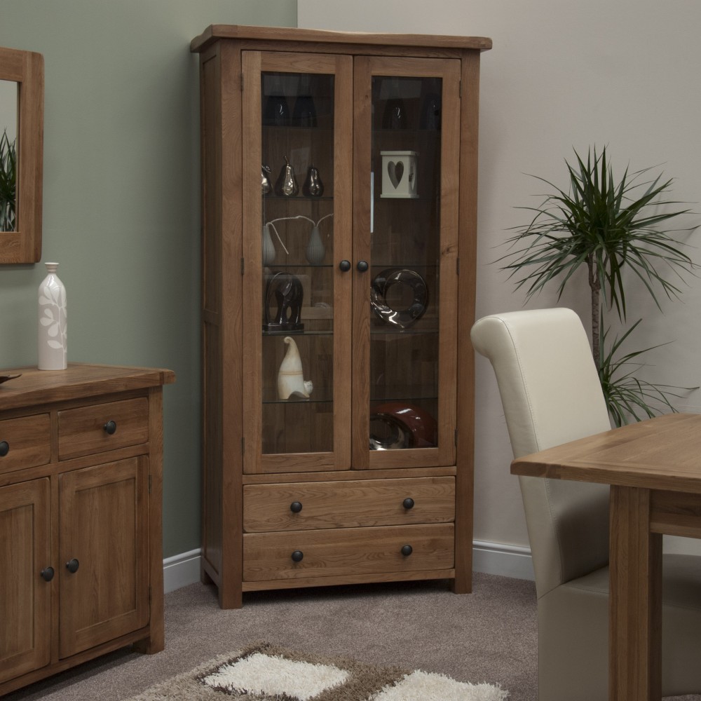 Homestyle Rustic Oak Glass Display Cabinet Homestyle Rustic Oak Glass Display Cabinet