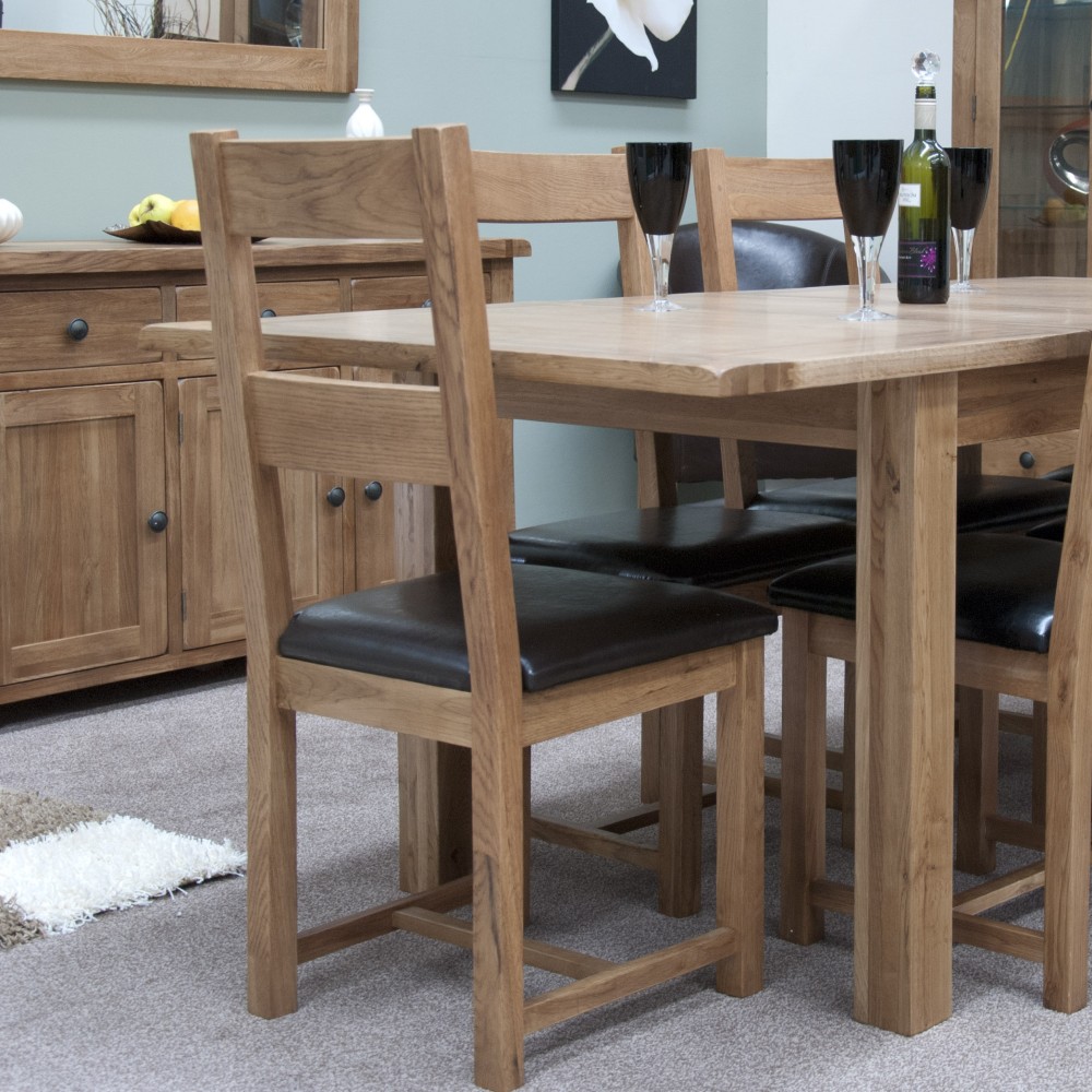 Homestyle Rustic Oak Leather Seat Dining Chair Homestyle Rustic Oak Leather Seat Dining Chair