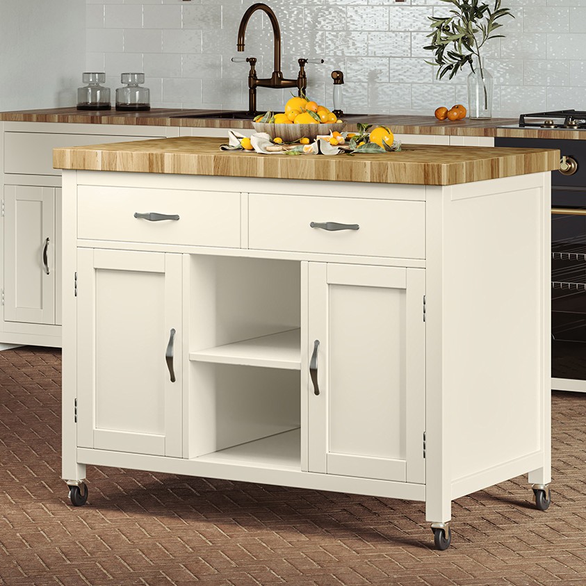 Kitchen Island (Cream) with Butchers Block Kitchen Island (Cream) with Butchers Block