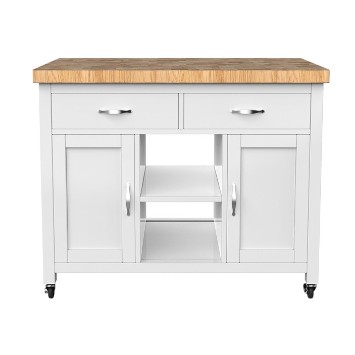 Kitchen Island (White) with Butchers Block Kitchen Island (White) with Butchers Block