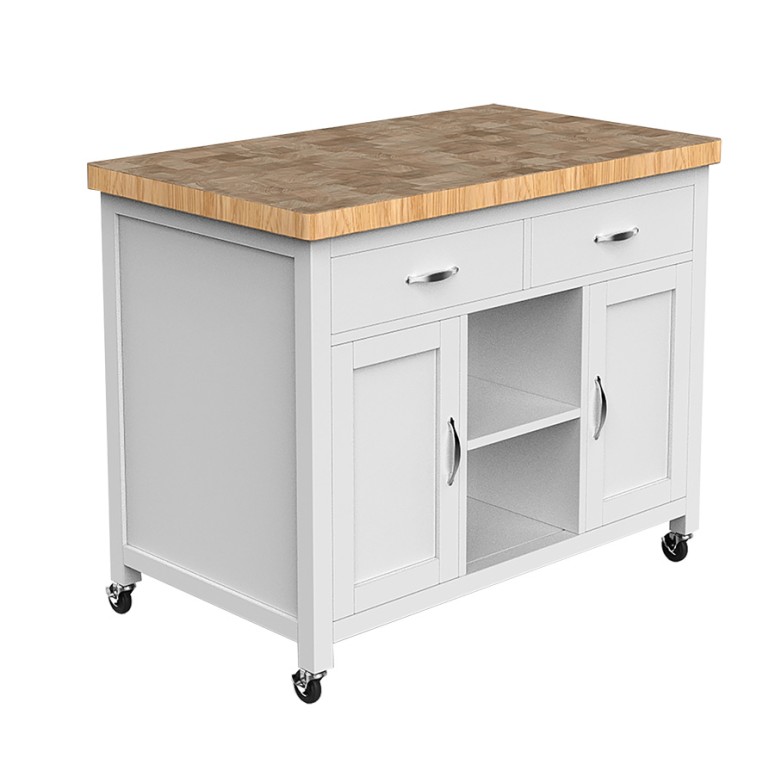 Kitchen Island (White) with Butchers Block Kitchen Island (White) with Butchers Block