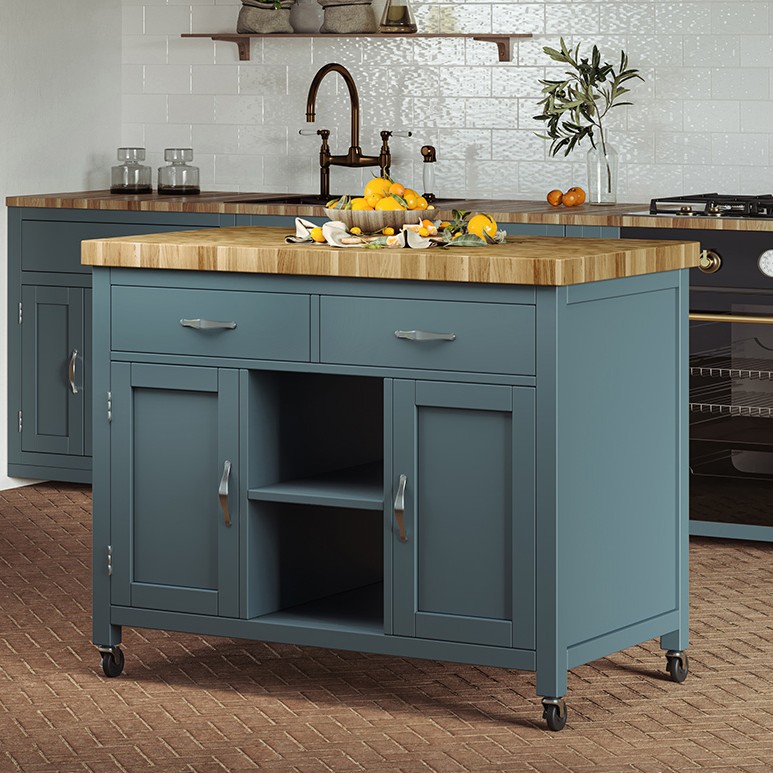 Kitchen Island (Blue) with Butchers Block Kitchen Island (Blue) with Butchers Block