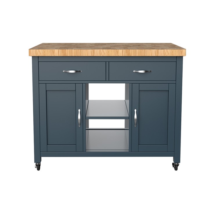 Kitchen Island (Blue) with Butchers Block