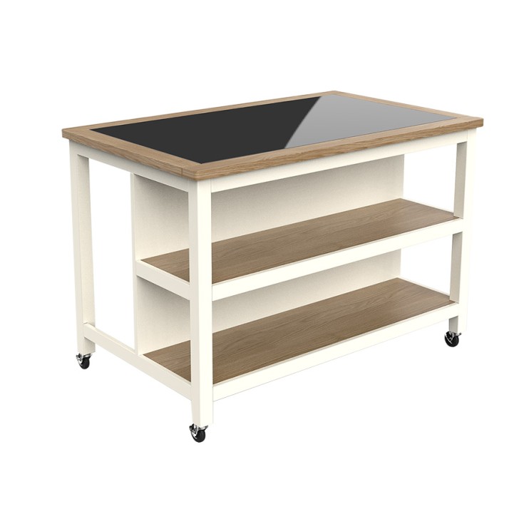 Kitchen Island (Cream) Open with Breakfast Bar