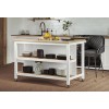 Kitchen Island (White) Open with Breakfast Bar