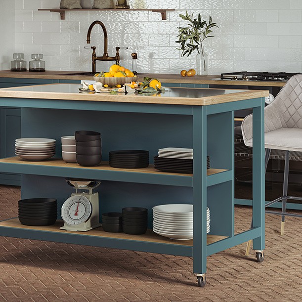 Kitchen Island (Blue) Open with Breakfast Bar Kitchen Island (Blue) Open with Breakfast Bar