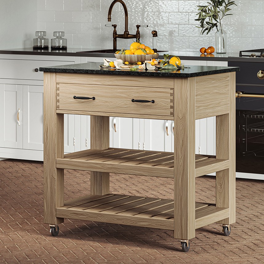 Kitchen Island (Oak) Two Drawer With Black Granite Top Kitchen Island (Oak) Two Drawer With Black Granite Top