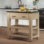 Kitchen Island (Oak) Two Drawer With Black Granite Top