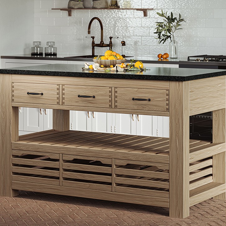 Kitchen Island (Oak) Three Drawer With Black Granite Top Kitchen Island (Oak) Three Drawer With Black Granite Top
