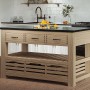 Kitchen Island (Oak) Three Drawer With Black Granite Top