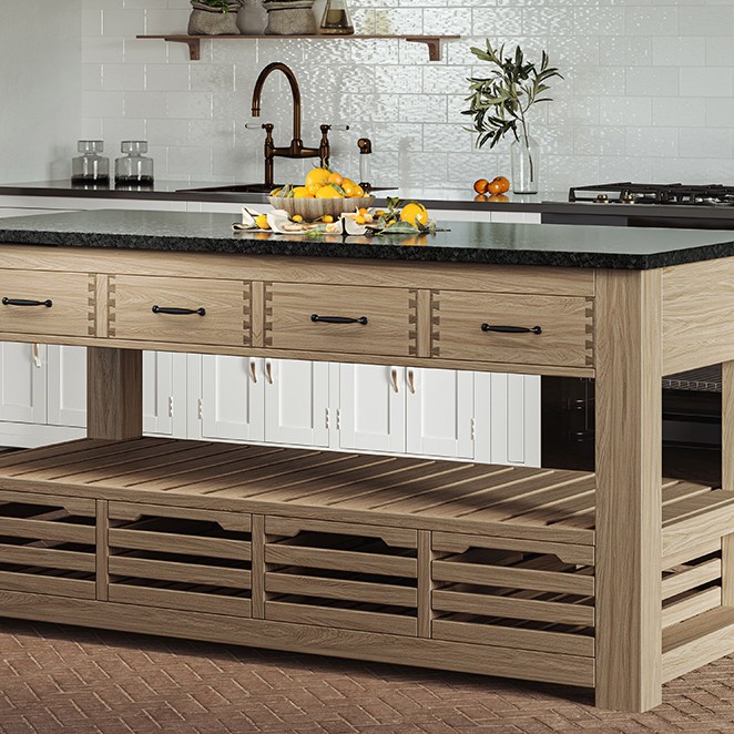 Kitchen Island (Oak) Four Drawer With Black Granite Top Kitchen Island (Oak) Four Drawer With Black Granite Top