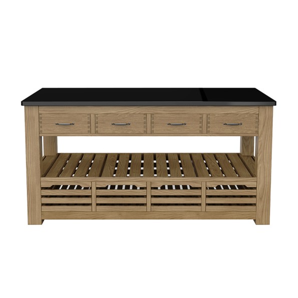 Kitchen Island (Oak) Four Drawer With Black Granite Top Kitchen Island (Oak) Four Drawer With Black Granite Top
