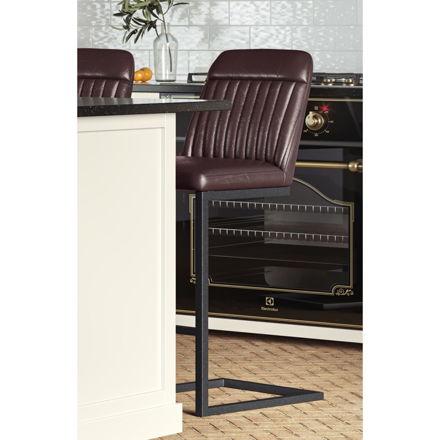 Vintage Brown Leather Bar Stool