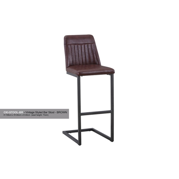 Vintage Brown Leather Bar Stool