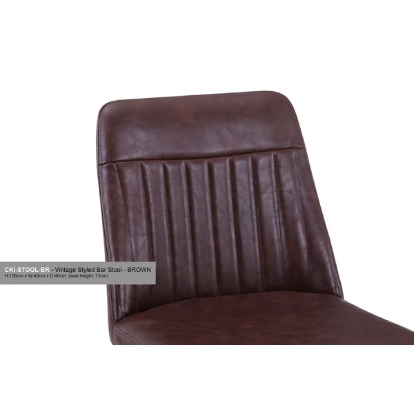 Vintage Brown Leather Bar Stool