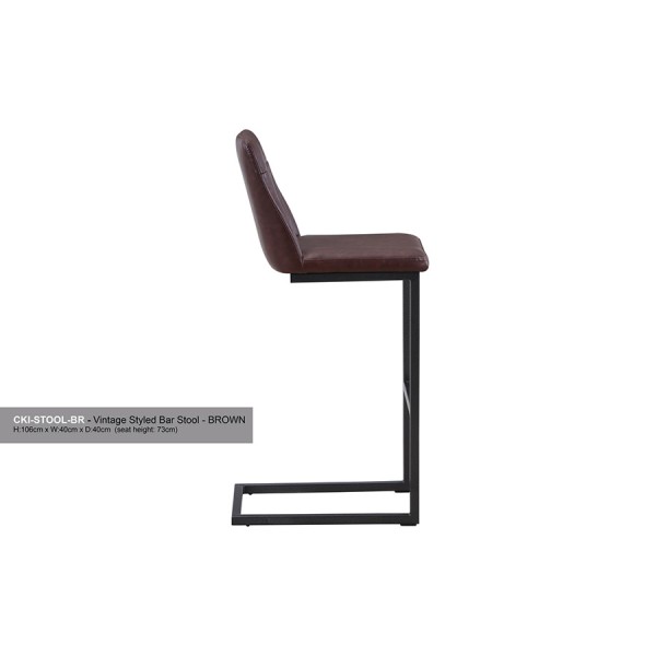 Vintage Brown Leather Bar Stool