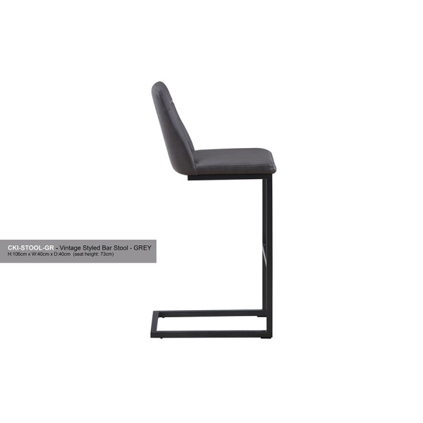 Vintage Grey Leather Bar Stool