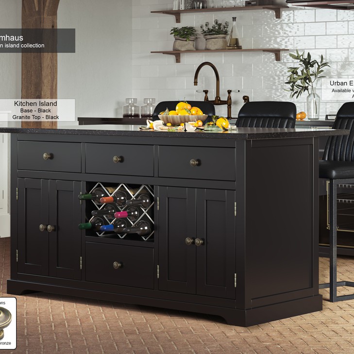 Black Kitchen Island With Black Granite Worktop Black Kitchen Island With Black Granite Worktop