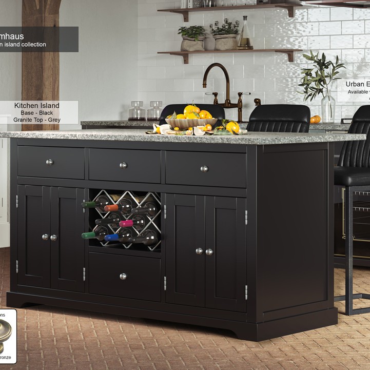 Black Kitchen Island With Grey Granite Worktop Black Kitchen Island With Grey Granite Worktop