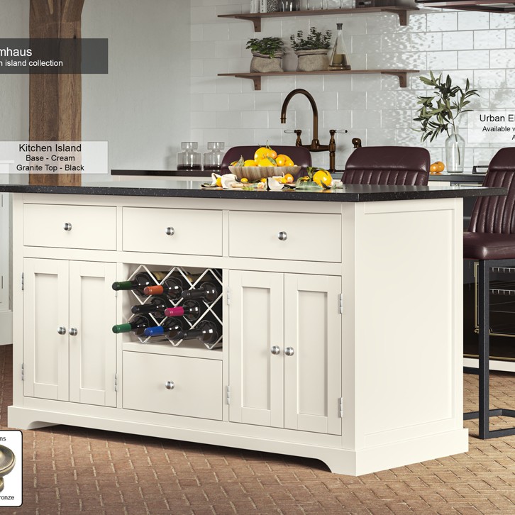 Cream Kitchen Island With Black Granite Worktop Cream Kitchen Island With Black Granite Worktop