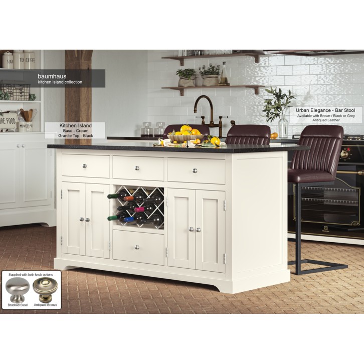 Cream Kitchen Island With Black Granite Worktop
