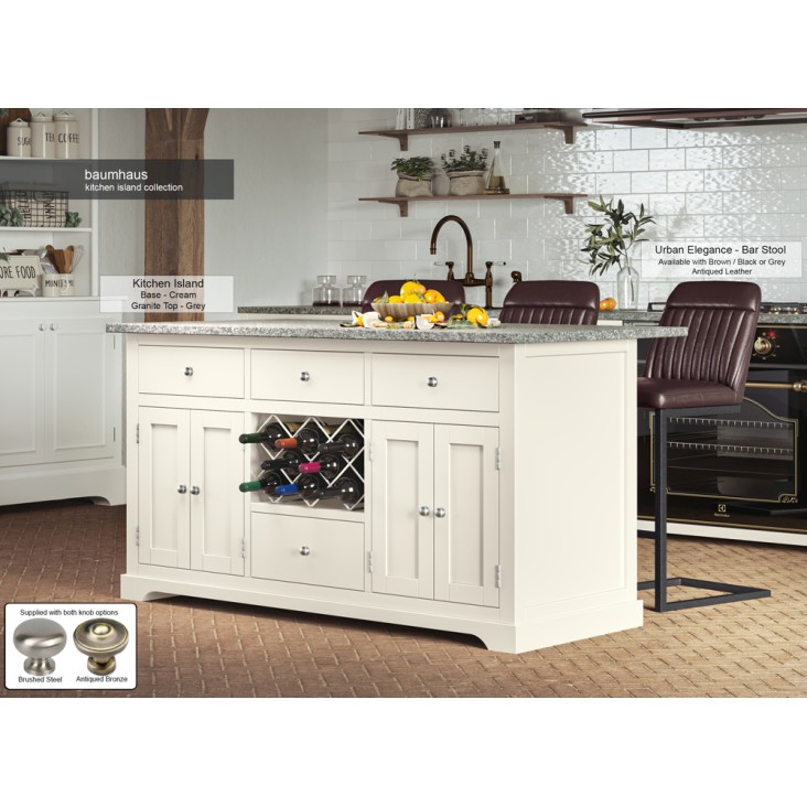 Cream Kitchen Island With Grey Granite Worktop