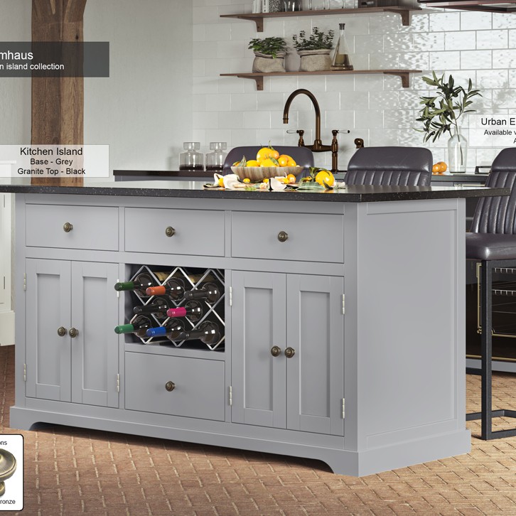 Grey Kitchen Island With Black Granite Worktop Grey Kitchen Island With Black Granite Worktop