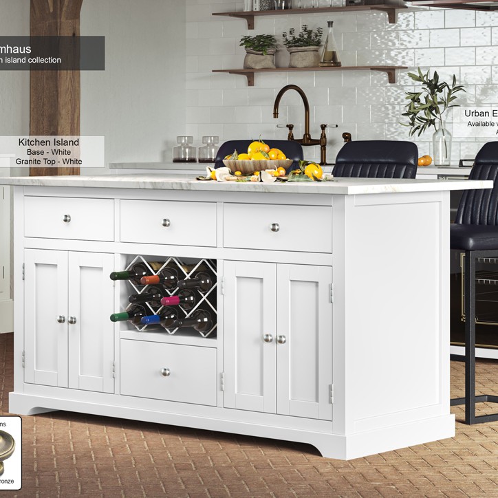 White Kitchen Island With White Marble Worktop White Kitchen Island With White Marble Worktop