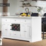 White Kitchen Island With White Marble Worktop