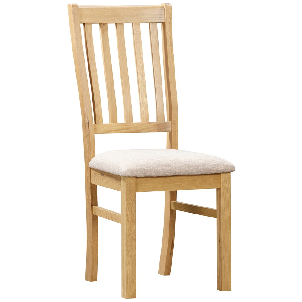 Moreton Oak Fabric Seat Slat Back Dining Chair Moreton Oak Fabric Seat Slat Back Dining Chair