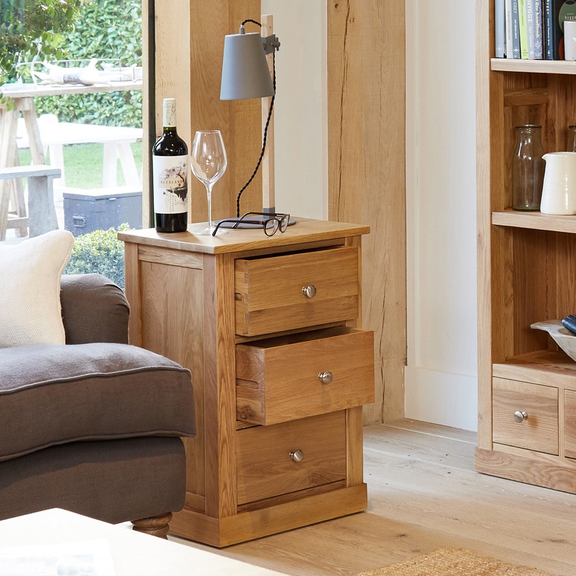 Mobel Oak Three Drawer Lamp Table