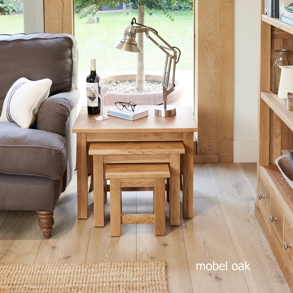 Mobel Oak Nest of 3 Coffee Tables Mobel Oak Nest of 3 Coffee Tables