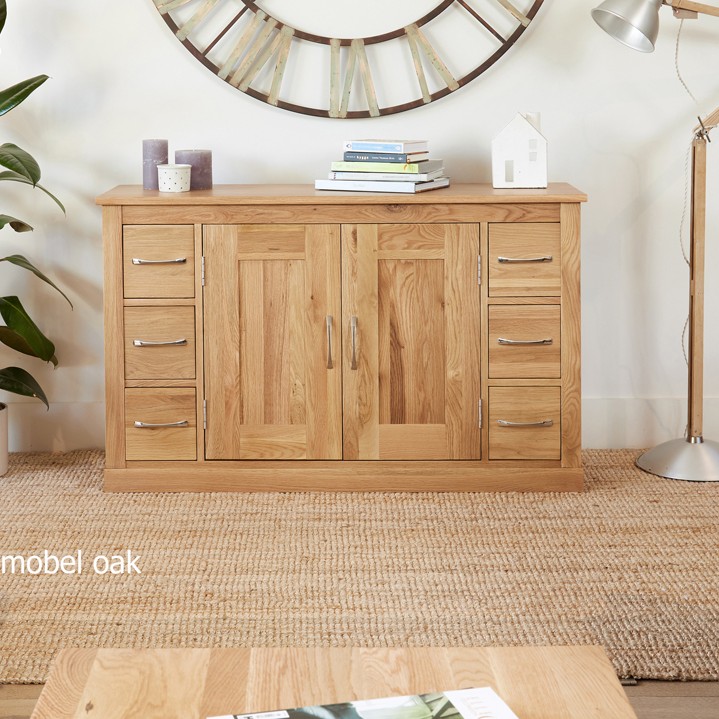Mobel Oak Six Drawer Sideboard