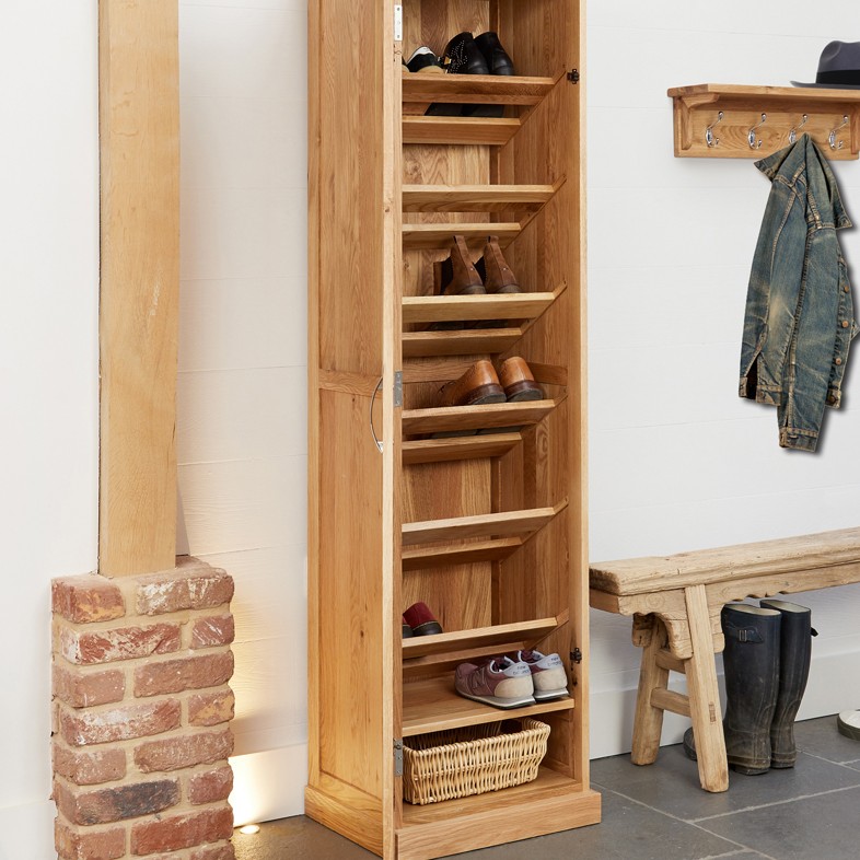 Mobel Oak Tall Shoe Cupboard