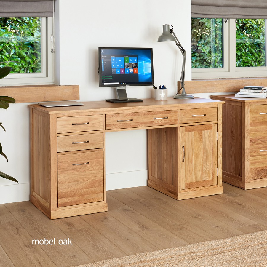 Mobel Oak Twin Pedestal Computer Desk Mobel Oak Twin Pedestal Computer Desk