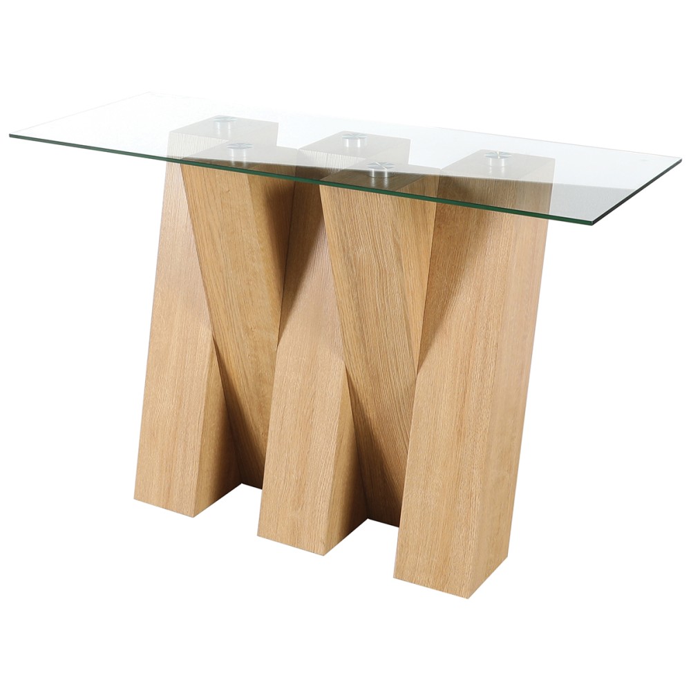 Nevada Oak Console Table with CLEAR Glass Nevada Oak Console Table with CLEAR Glass