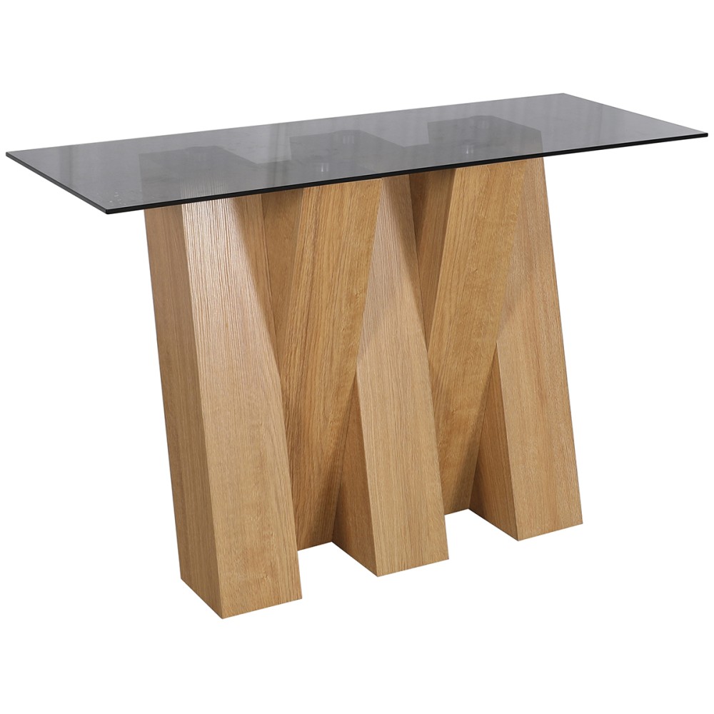 Nevada Oak Console Table with SMOKED Glass Nevada Oak Console Table with SMOKED Glass
