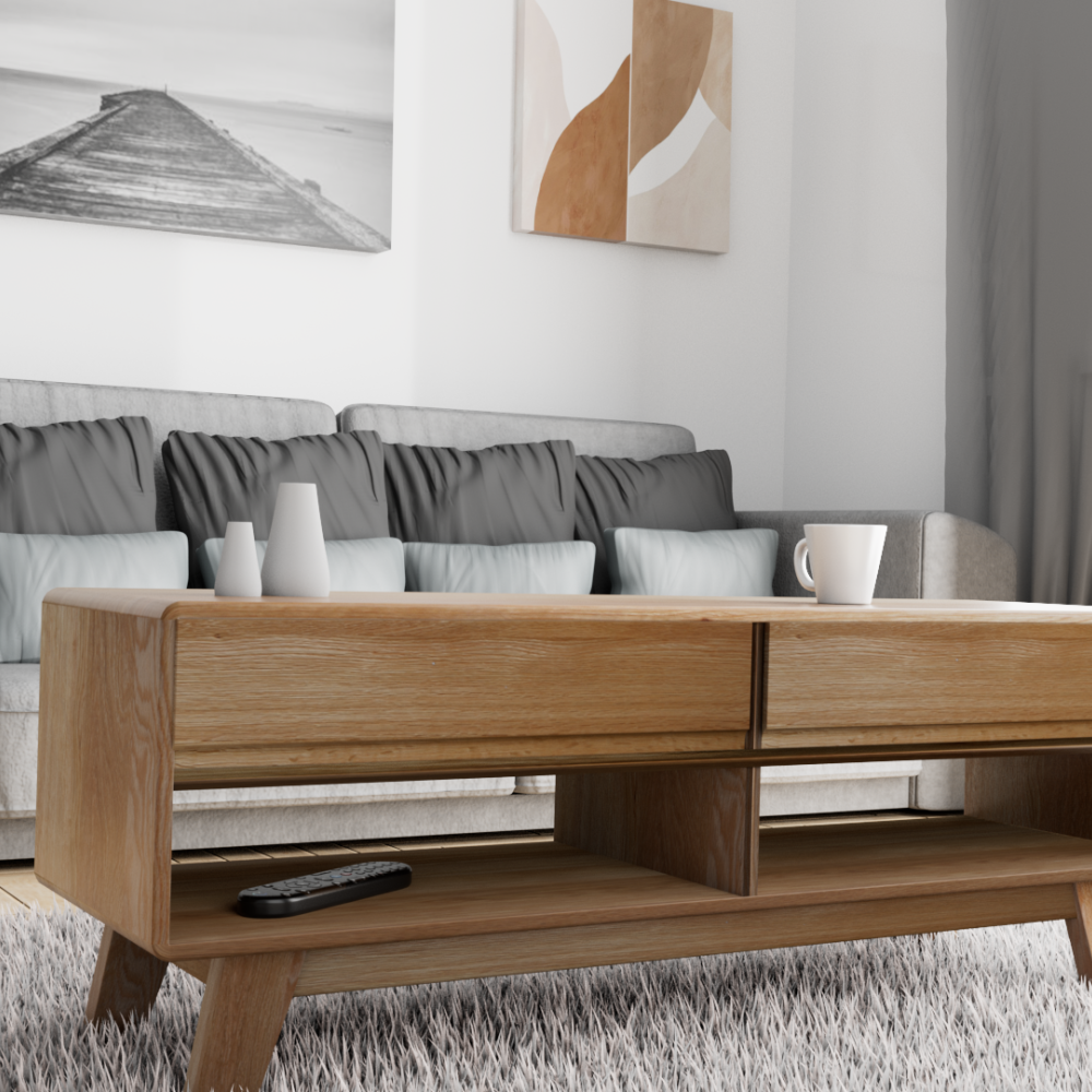 Nordic Oak 2 Drawer Coffee Table Nordic Oak 2 Drawer Coffee Table