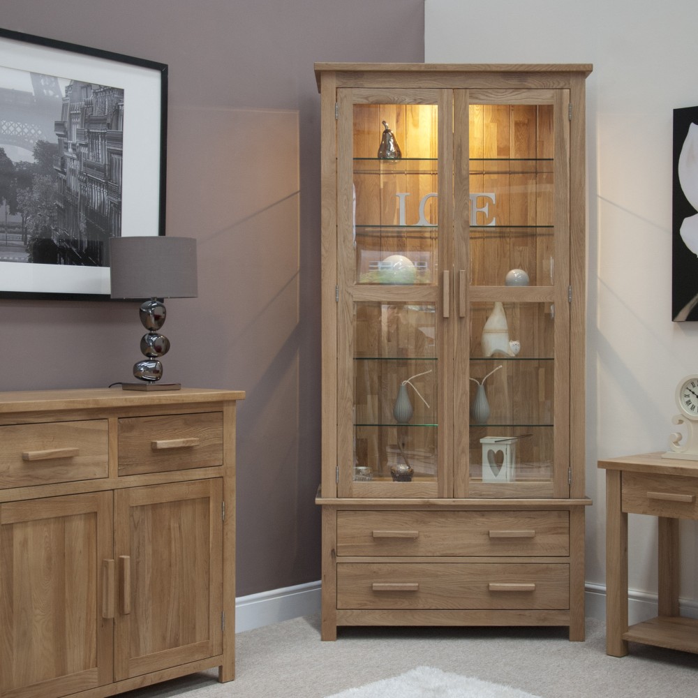 Opus Modern Oak Glass Display Cabinet Opus Modern Oak Glass Display Cabinet
