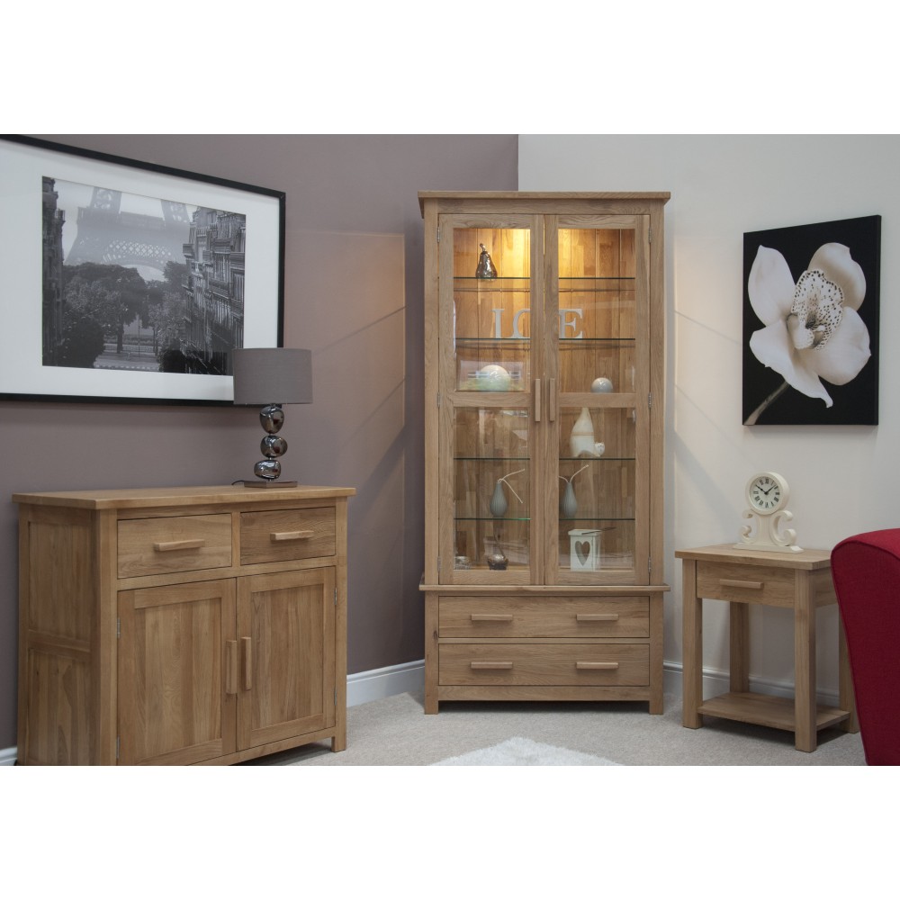 Opus Modern Oak Glass Display Cabinet Opus Modern Oak Glass Display Cabinet
