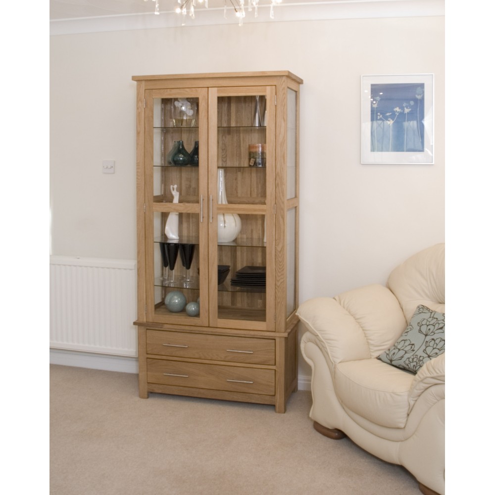 Opus Modern Oak Glass Display Cabinet Opus Modern Oak Glass Display Cabinet